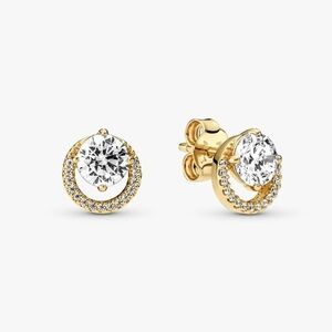 Pandora Sparkling Round Halo Stud Earrings 261248C0114k gold plating